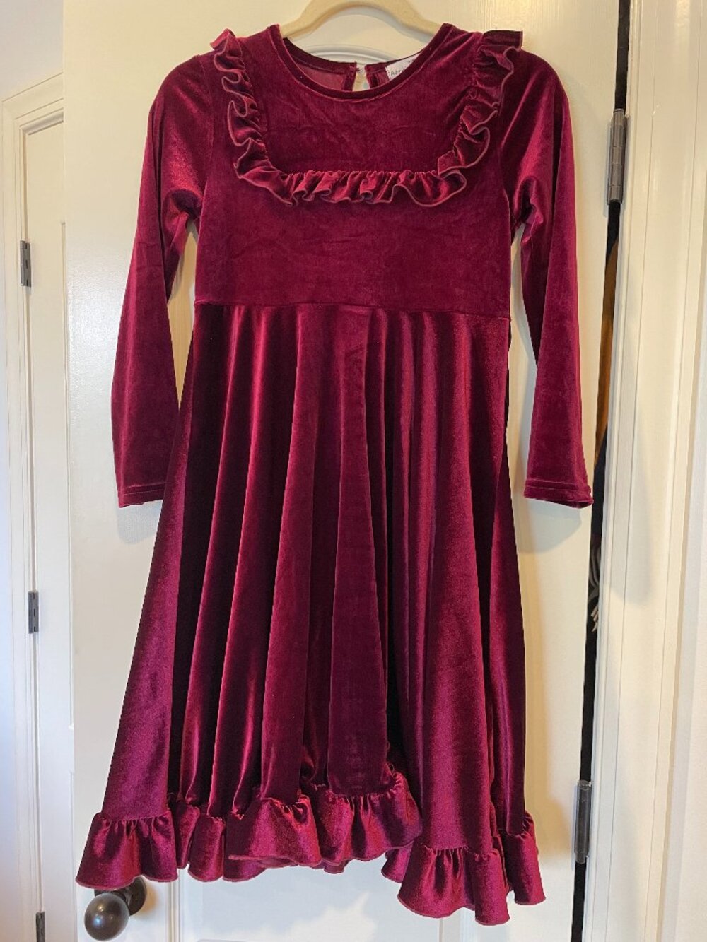 Girl's Maroon Velvet Dress